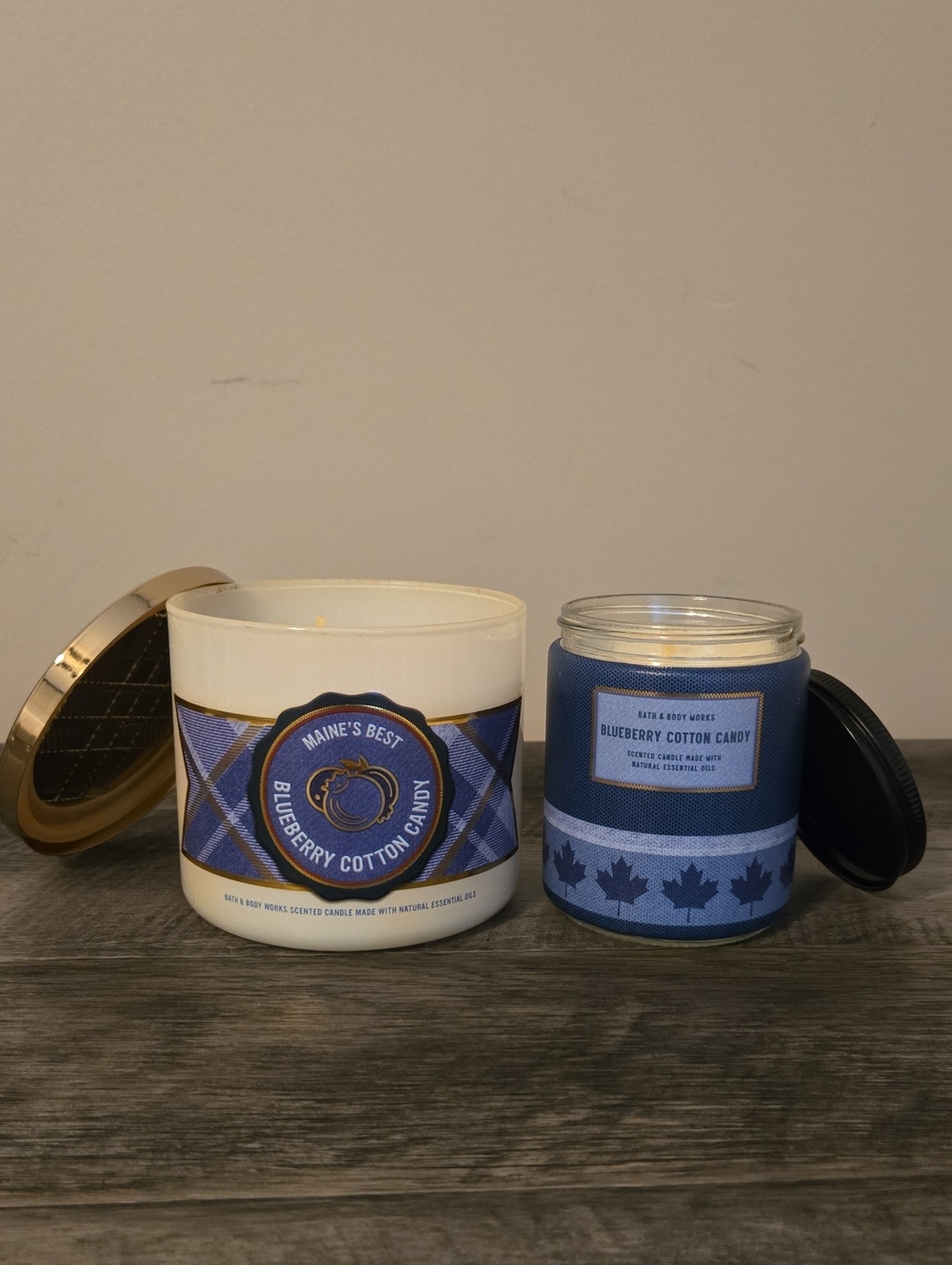 Bath & Body Works Blue Blueberry Cotton Candy Candle Duo